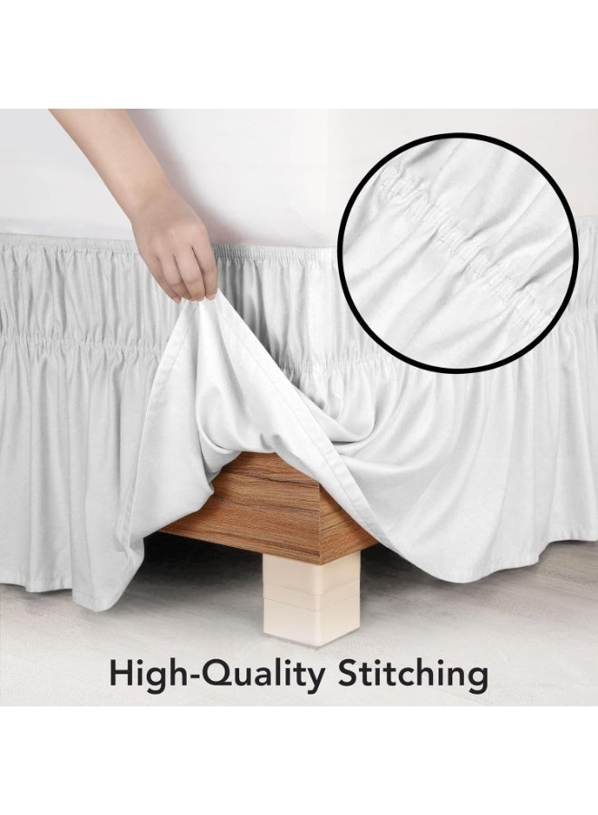 Bedding Full Elastic Bed Skirt, Easy Wrap Around Ruffle, Microfiber Bed Skirt with Adjustable Elastic Belt 16 Inch Tailored Drop, Hotel Quality Bedskirt, Fade Resistant (Full, White) - Image 5